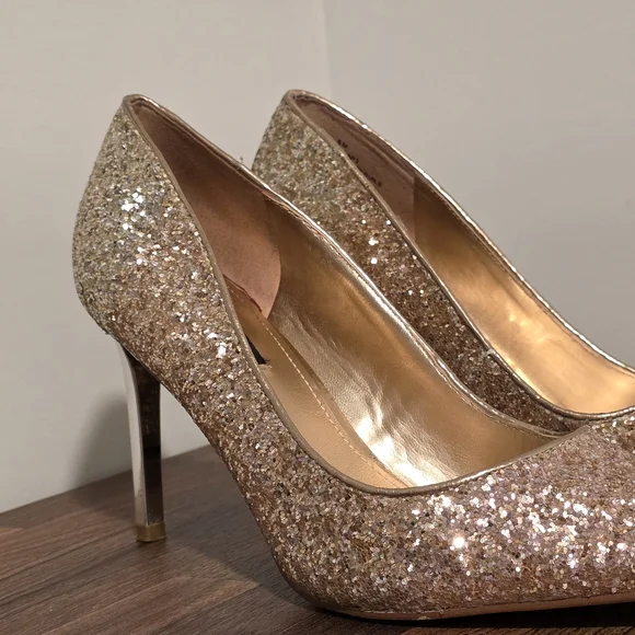 Nine West Gold Glitter Women's Heels- Used- Size 8 - Picture 5 of 7